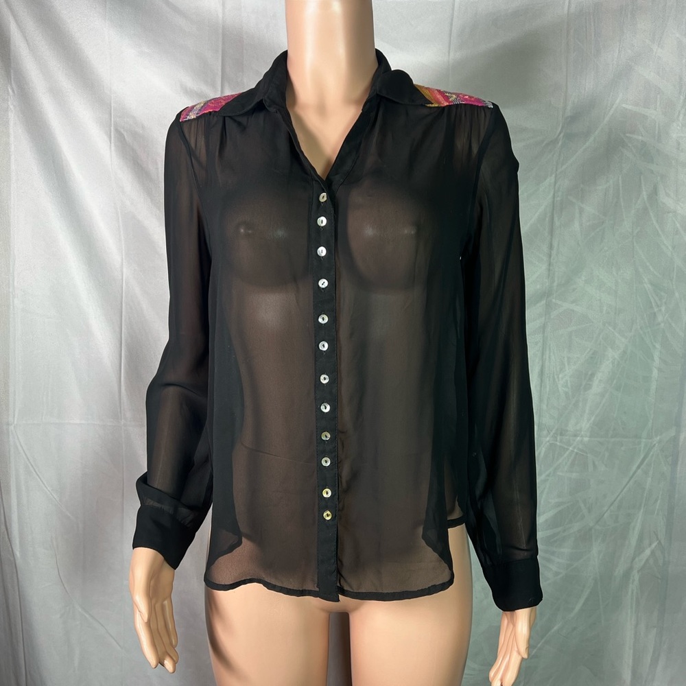See-through button up blouse